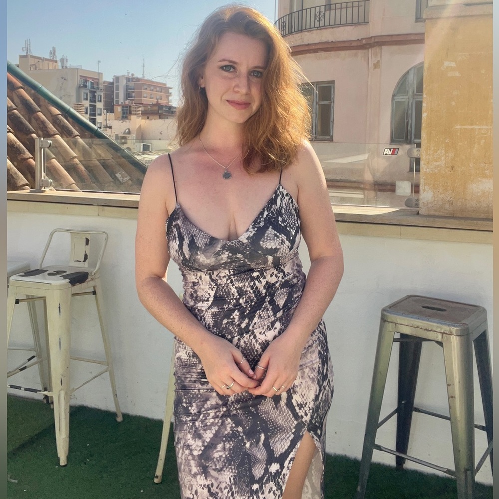 Snake print midi dress